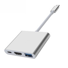 USB C to HDMI Multiport Adapter, 4K HDMI to USB C Hub wit USB 3.0 5Gbps + 100W PD(Silver)