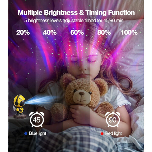 Bee Projection Night Light Bluetooth Connection with Timer and Remote Control, Nebula Ceiling Starry Sky Flow(Yellow) 1