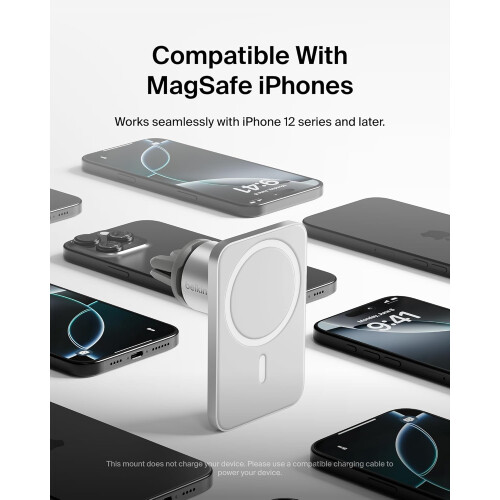 MagSafe Vent Mount Pro MagSafe iPhone Mount For Car - Silver(White) 2