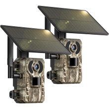 Cellular Trail Cameras with Live Streaming,Built-in 4G LTE SIM Card, Solar Powered Game, 2-pack(Green)