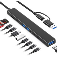 11 in 1 USB C Hub USB Hub 3.0 with SD Card Reader, USB Extender with Memory SD/Micro SD Card Reader(Black)