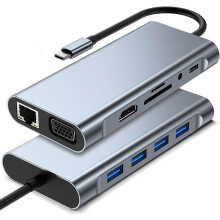 11-in-1 USB C Hub, Laptop Docking Station with RJ45 Gigabit Ethernet,4K HDMI,SD/Micro SD Card Reader(Silver)