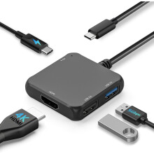 USB C Hub HDMI Adapter, 4-in-1 USB C to HDMI 4K Adapter with PD 100W, USB 3.0 5Gbps for MacBook(Black)