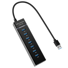 USB Hub 3.0, 7-Port USB Data Hub Splitter for Laptop, PC, MacBook, Mac Pro, and More USB Devices(Black)
