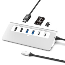 USB C Hub, 9-in-1 USB C Hub Multiport Adapter with 4K HDMI, PD 100W, Type-C and 2 USB A 3.0 5Gbps(Gray)
