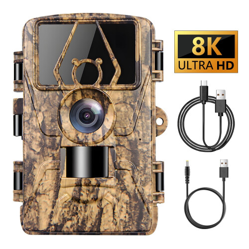 Game Camera WiFi 60MP/8k with No Glow Night Vision Waterproof,0.05s Trigger Motion Activated (Brown)