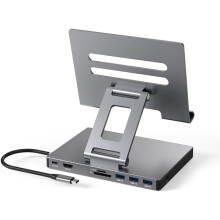 iPad Pro USB C Hub Stand, Adapter for iPad Pro M4 M2 M1 13 12.9 11 Inch iPad Air Docking Station(Gray)