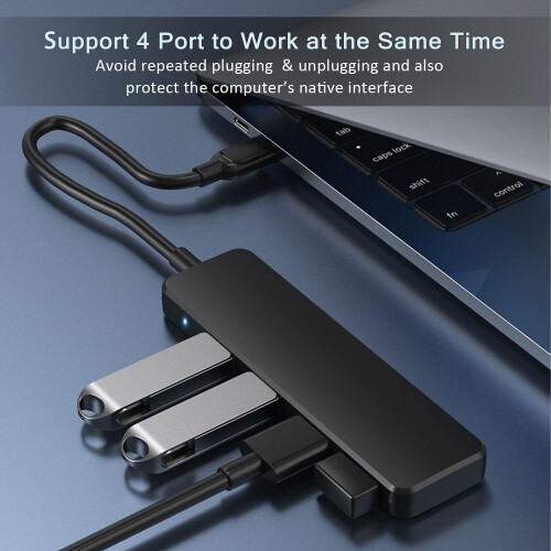 USB 3.0 Hub, 4-Port USB Hub USB Splitter USB Expander for Laptop, Flash Drive, HDD, Console, Printer(Black) 1