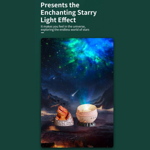 Dinosaur Egg Light Projector Starry Sky Projection Bluetooth Connection USB Plug-in Eight-Color Nebula Mode Adjustable Angle(White) 2