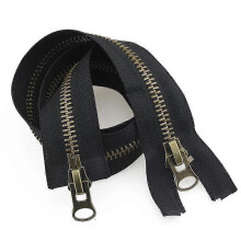 (120cm, black) 1PC Two-Way Double Slider Long Zip Open Ended Jacket Metal Zipper DIY Sewing Garment Accessories 8#