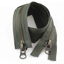 (90cm, army green) 1PC Two-Way Double Slider Long Zip Open Ended Jacket Metal Zipper DIY Sewing Garment Accessories 8#