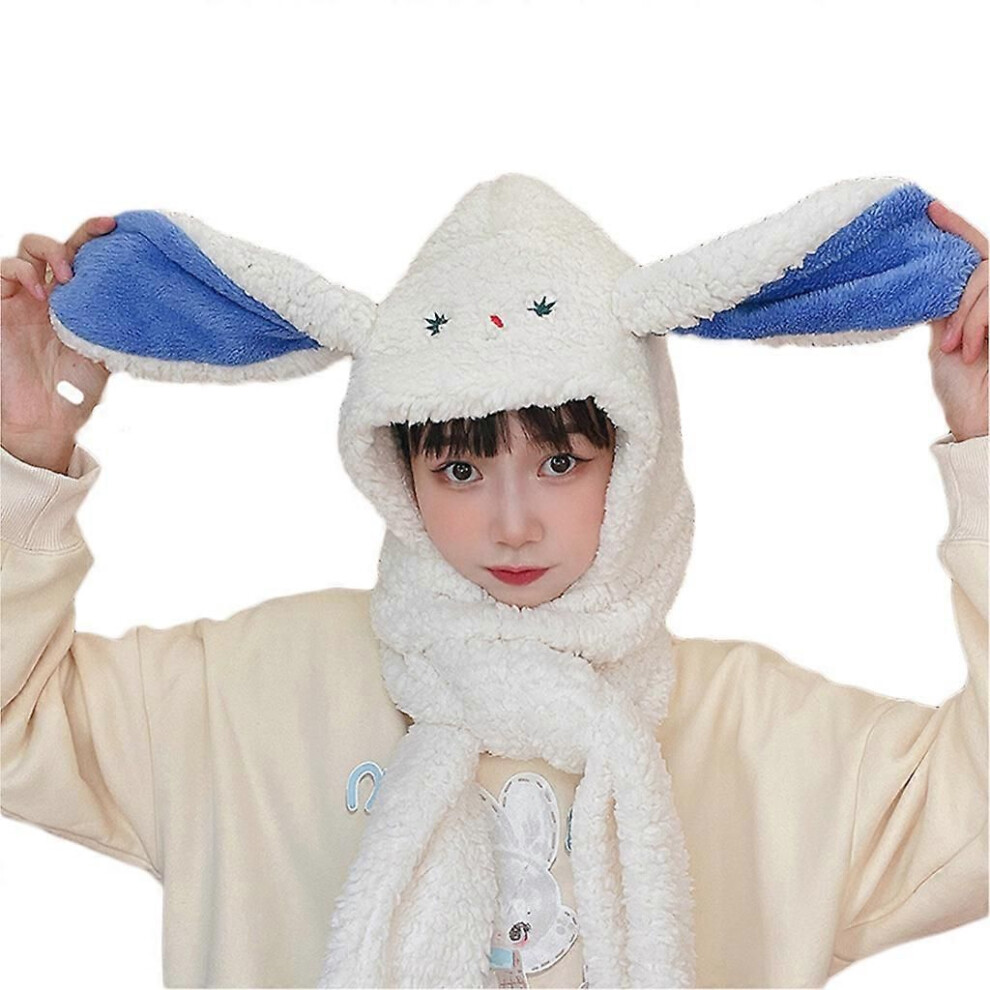 (Blanc) Écharpe à capuche Bonnet d'hiver Écharpe Gants Ensemble Une Pièce Écharpe pour Chauffe-tête