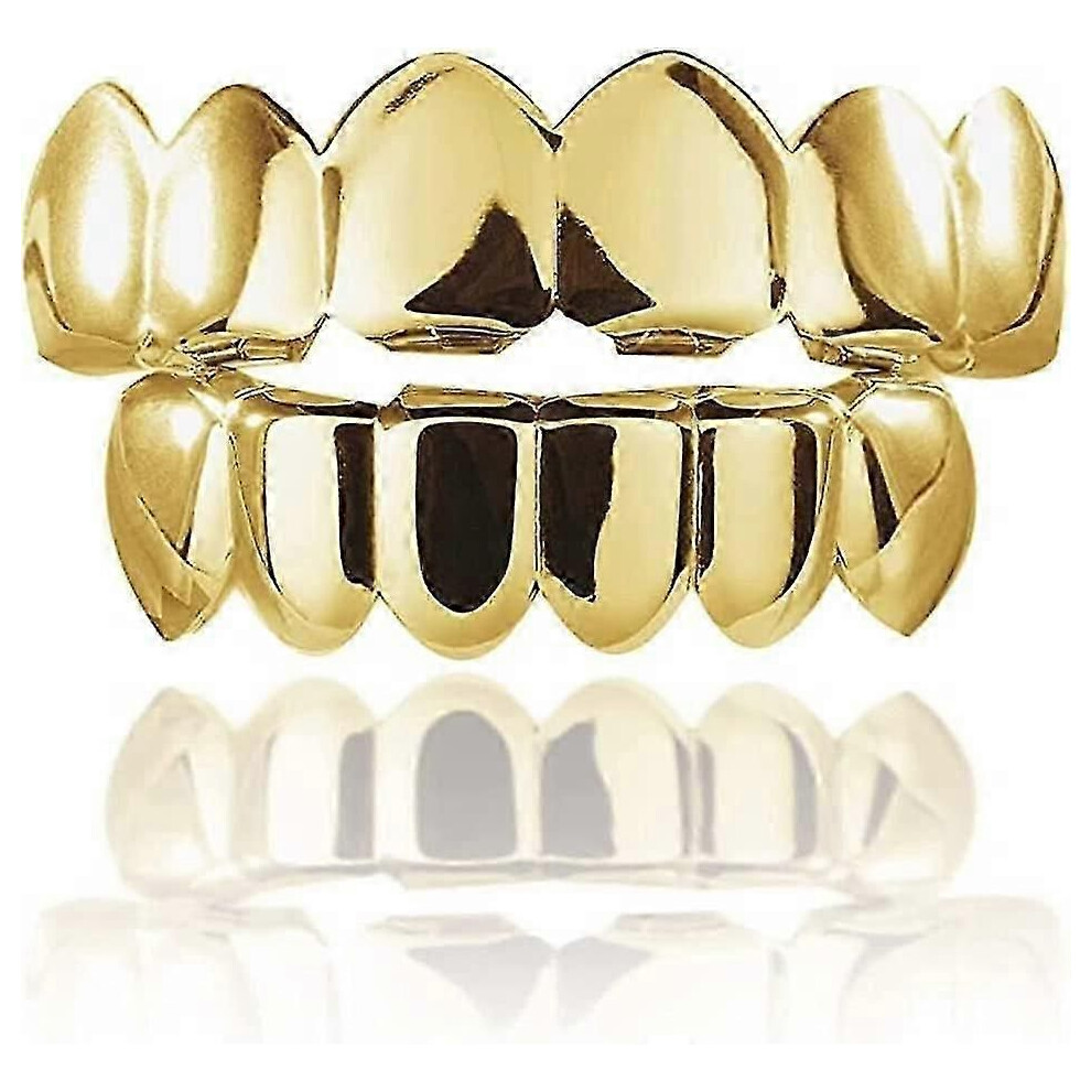 Denti Hip Hop Di Halloween, Griglie Per Denti Hip Hop Dorate Denti Hip Hop Placcati In Oro 18K + 2 Vassoi