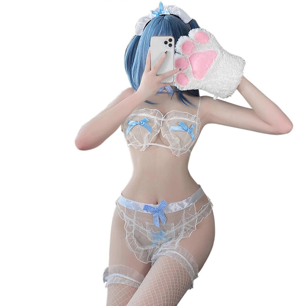 Costume de cosplay de femme de chambre japonaise, maillot de bain, string, bikini, anime, soutien-gorge