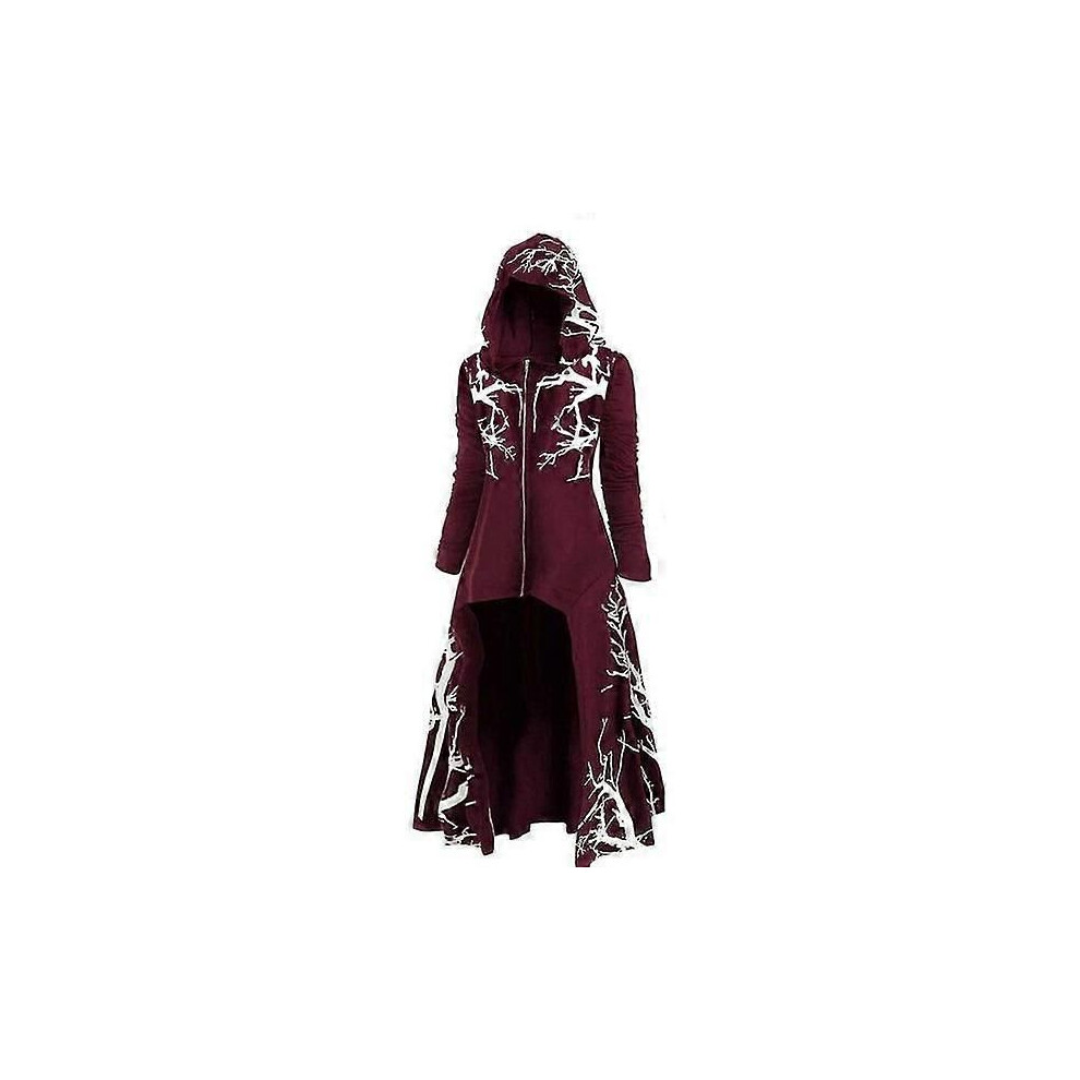 (XXXL-rouge vin) Veste châle irrégulière à capuche style gothique punk rétro pour femme