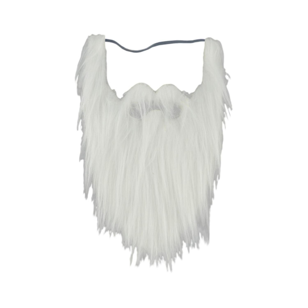 (Blanc) Fausse barbe du Père Noël extra-douce et réutilisable, légère, pour costume de fête de Noël