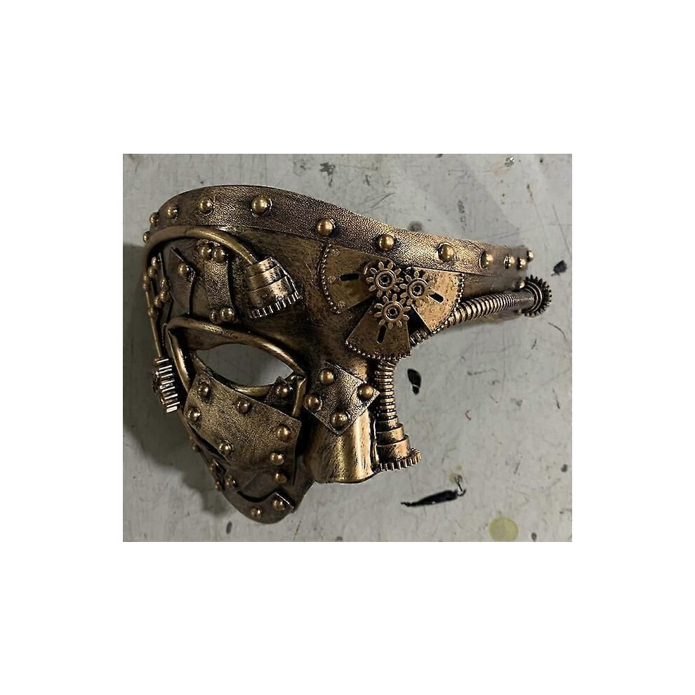 (Blanc) Steampunk Fantôme Masqué Cosplay Médiéval Rétro Masque Demi-Visage Hommes Punk Costume Halloween
