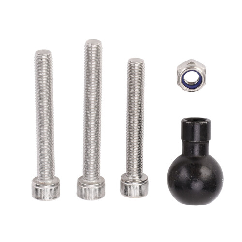 Base de serrage B-367U, boule de 1 po, argenté, boulons M8