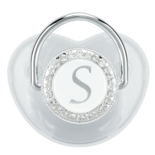 Chupete de silicona con letras A-Z, plateado, talla S, 6-18 meses