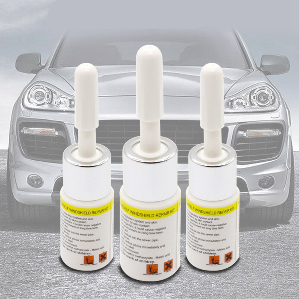 Windshield Crack Repair Kit With Suction Cups & Fluid, Yellow 3481332614139