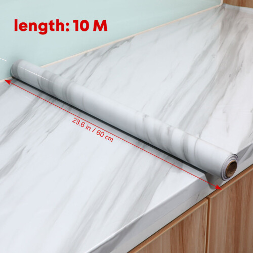 1 Roll White Marble Wallpaper Self Adhesive Wall Stickers 10m*60cm 1