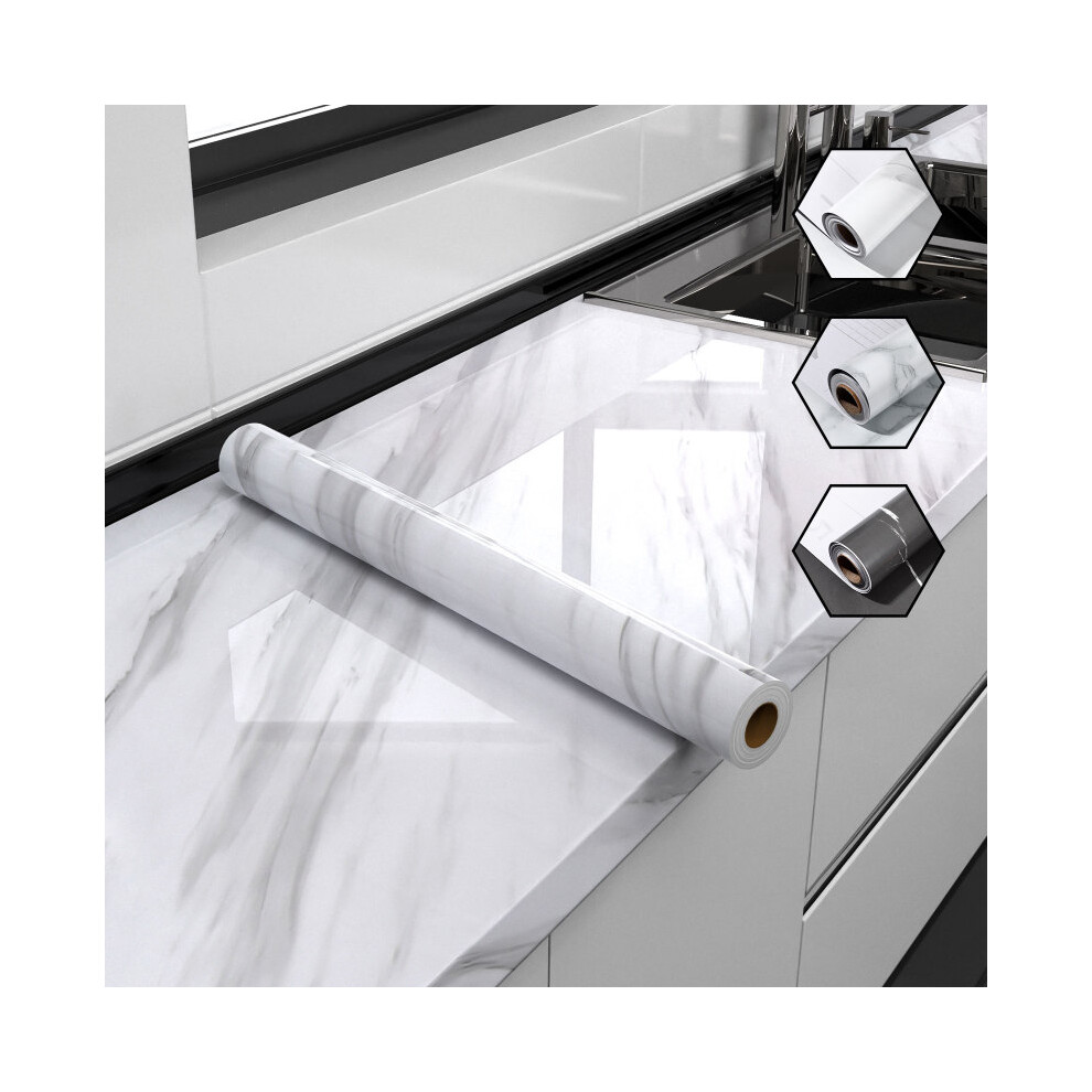 Supvox 1 Roll Marble Wallpaper Self Adhesive Wall Stickers 10M*60Cm White