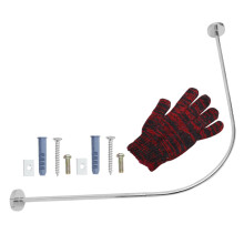 3Pcs Shower Curtain Rod Set With Curved Telescopic Corner Rod