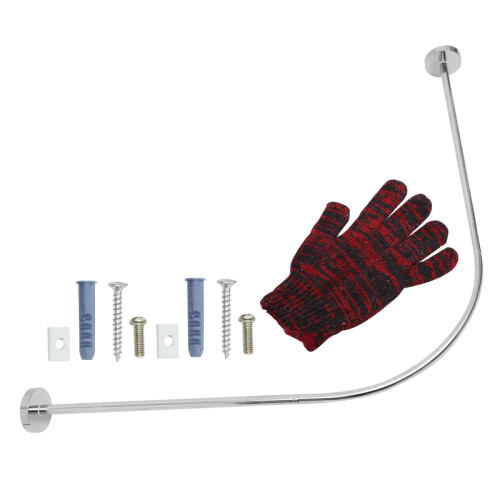 3Pcs Shower Curtain Rod Set With Curved Telescopic Corner Rod