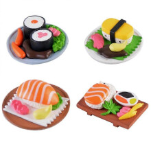 4pcs/set Sushi Miniature Figurines Dollhouse Miniature Sushi Micro Scene Landscape Ornaments Food Props Decoration