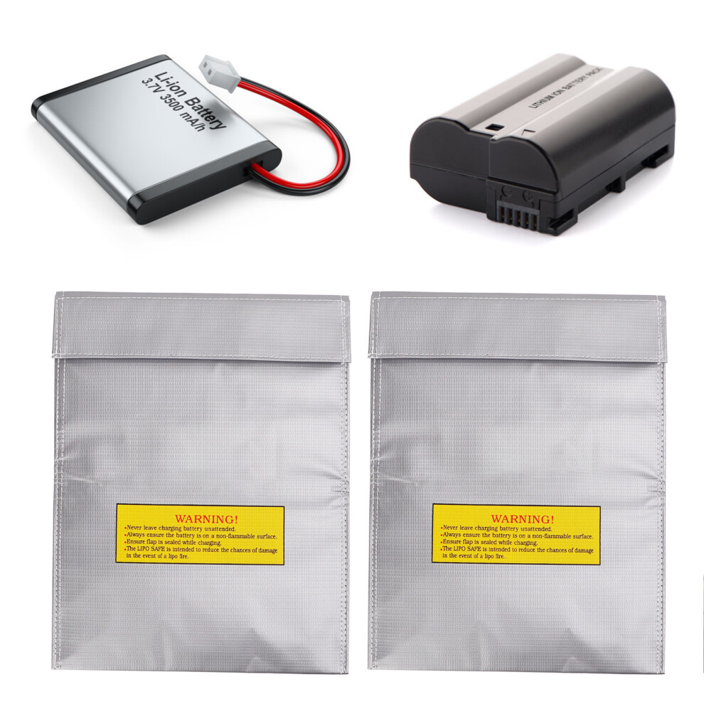 2Pcs Fireproof Lipo Battery Safe Bag Pvc Fibre 230X300mm 9411332633056