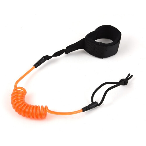 Correa para tabla de surf de 1,2 m/4 ft, azul/naranja, cuerda enrollada 2