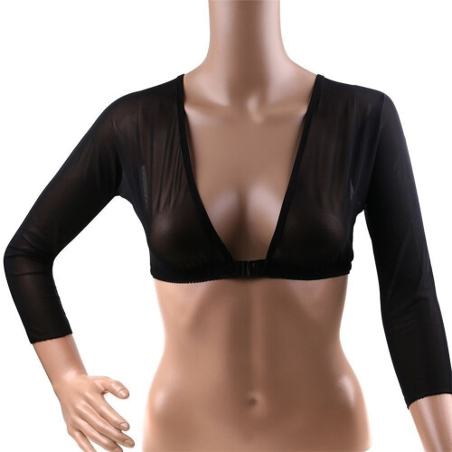 Plus Size Seamless Arm Shaper Short Cropped Navel Mesh Cardigan 2