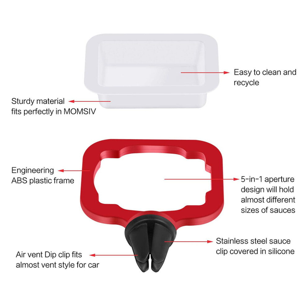 Car Sauce Holder Dip Clip Set - 2Pcs Perfect For Driving Snacking 7651332654480