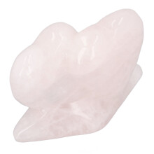 Ornamento energetico con due cuori in pietra di quarzo rosa