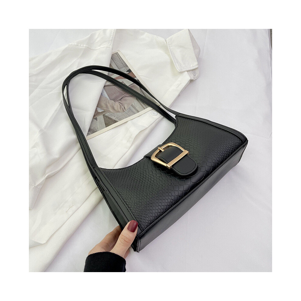 (Black) Black Trendy And White Pu Baguette Bag For Women Perfect Daily Wear For-image-OPC-PJBJ9VJ-NEW