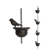 Rain Chains for Gutters Mobile Birds On Cups Rain Chimes 7.8ft Rain Chimes with Attached Hanger And