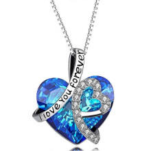 I Love You Forever Infinity Heart Pendant Necklace with Birthstone Crystal, Wedding Anniversary Birthday Gift for Her Female Wife Girlfriend Mom 1 Pie