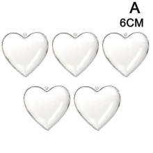 5pcs Transparent Plastic Heart-shaped Christmas Balls Diy Plastic Balls Wedding Party Decor Christmas Decorations