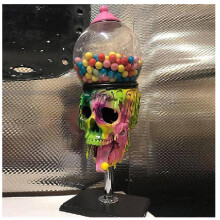 Bubble Gum Machine Colorful Skull Candy Dispenser Desktop Halloween Ornament