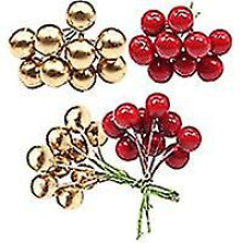 Homo Trends Christmas Decorations 200pcs Christmas Artificial Berries Holly Berries for Christmas Wreath Decorations, Christmas Craft Supplies (gold