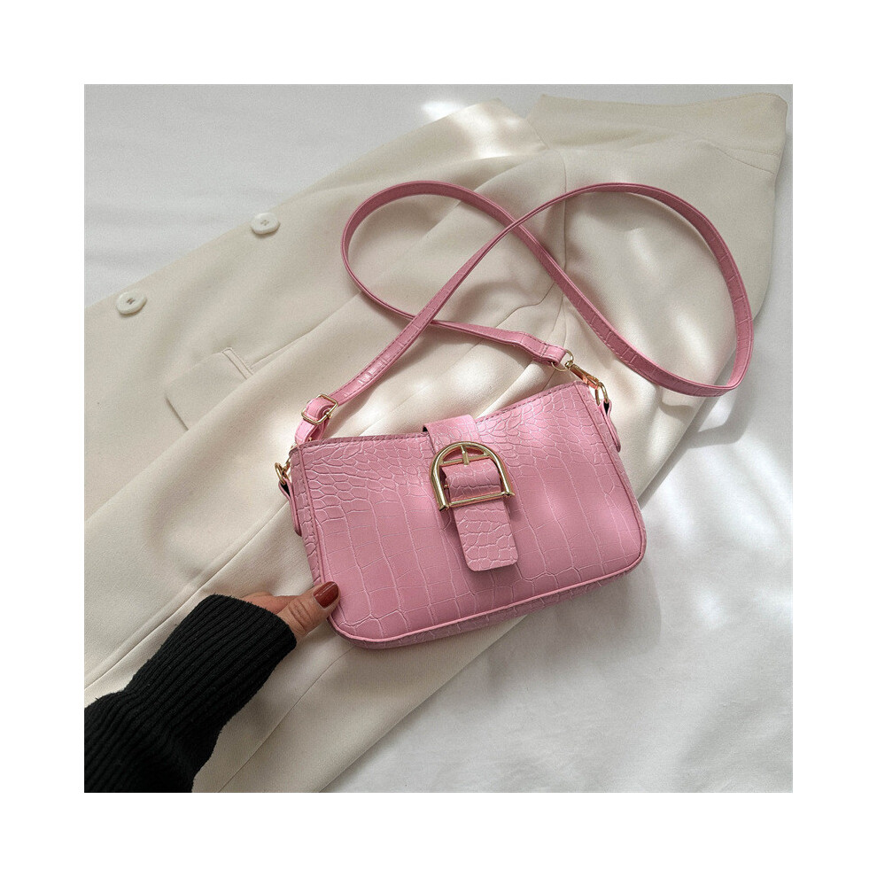 (Pink) Elegant Small Square Handbag With Magnetic Closure Casual Shoulder Bag Use For Daily-image-OPC-PJBJDWQ-NEW