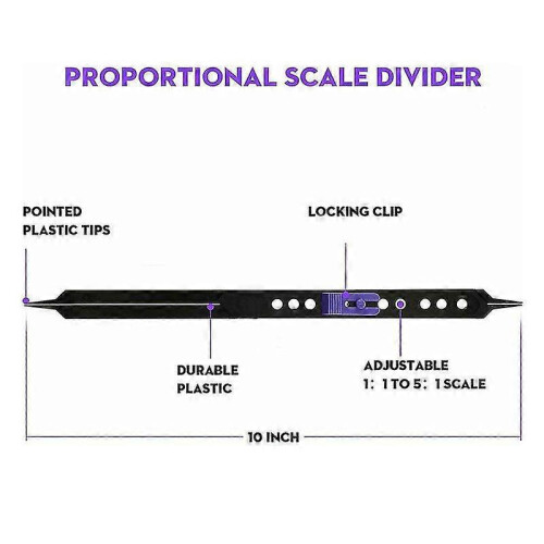 Proportional Scale Divider Drawing Tool Artists Adjustable Plastic (2pcs) 1