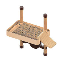Turtle drying platform, automatic floating turtle dock with ramp, semi-aquatic aquarium decoration, small (1 piece, wood color)