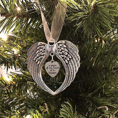 Christmas Tree Ornaments Heart Angel Wing Shaped Hanging Pendents 2