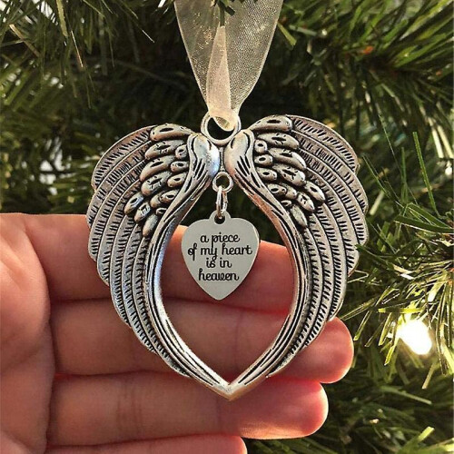 Christmas Tree Ornaments Heart Angel Wing Shaped Hanging Pendents 1