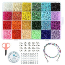 Glass Seed Beads, Letter Beads with Lobster Clasp Elastic Cords, Open Jump Ring And Packaging Box, Used for Jewelry