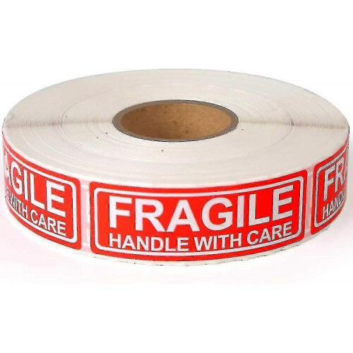 Fragile 1"x3" Handle with Care Shipping Stickers, 500 Labels Per Roll - HE