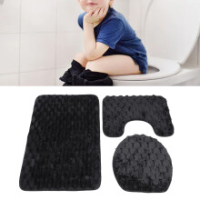 Toilettentrainings-Weichteppich-Set mit Toilettendeckelmatte, wasserabsorbierend, rutschfest, dreidimensional getuftet, warmes Badezimmerte