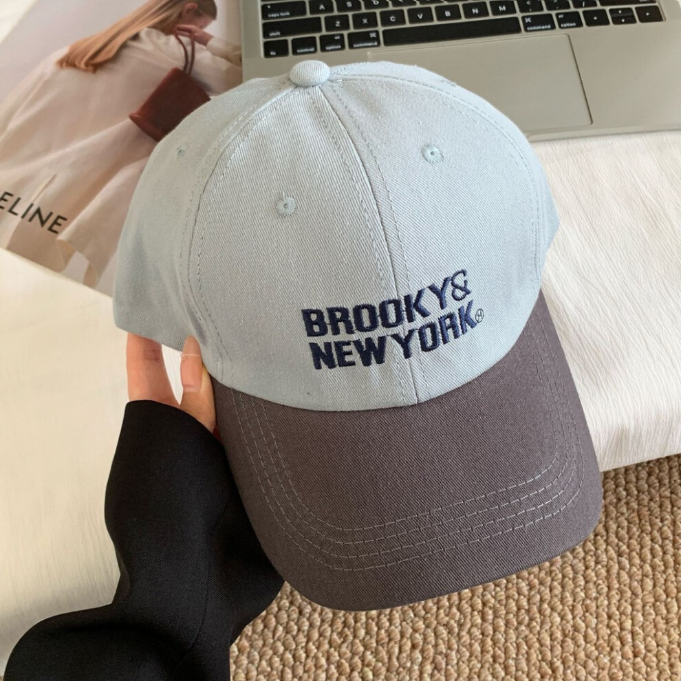 (Blue) Fashion Blocked Color Baseball Cap With Letter Embroidery Design For Daily Wear-image-OPC-PJBJGWF-NEW