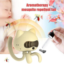 (Yellow) Portable Stroller Fan, Stroller Fan Mini Hanging Claw Fan Aromatherapy Mosquito Repellent Charging Fan 2000mah(with Essential Oils, Black)